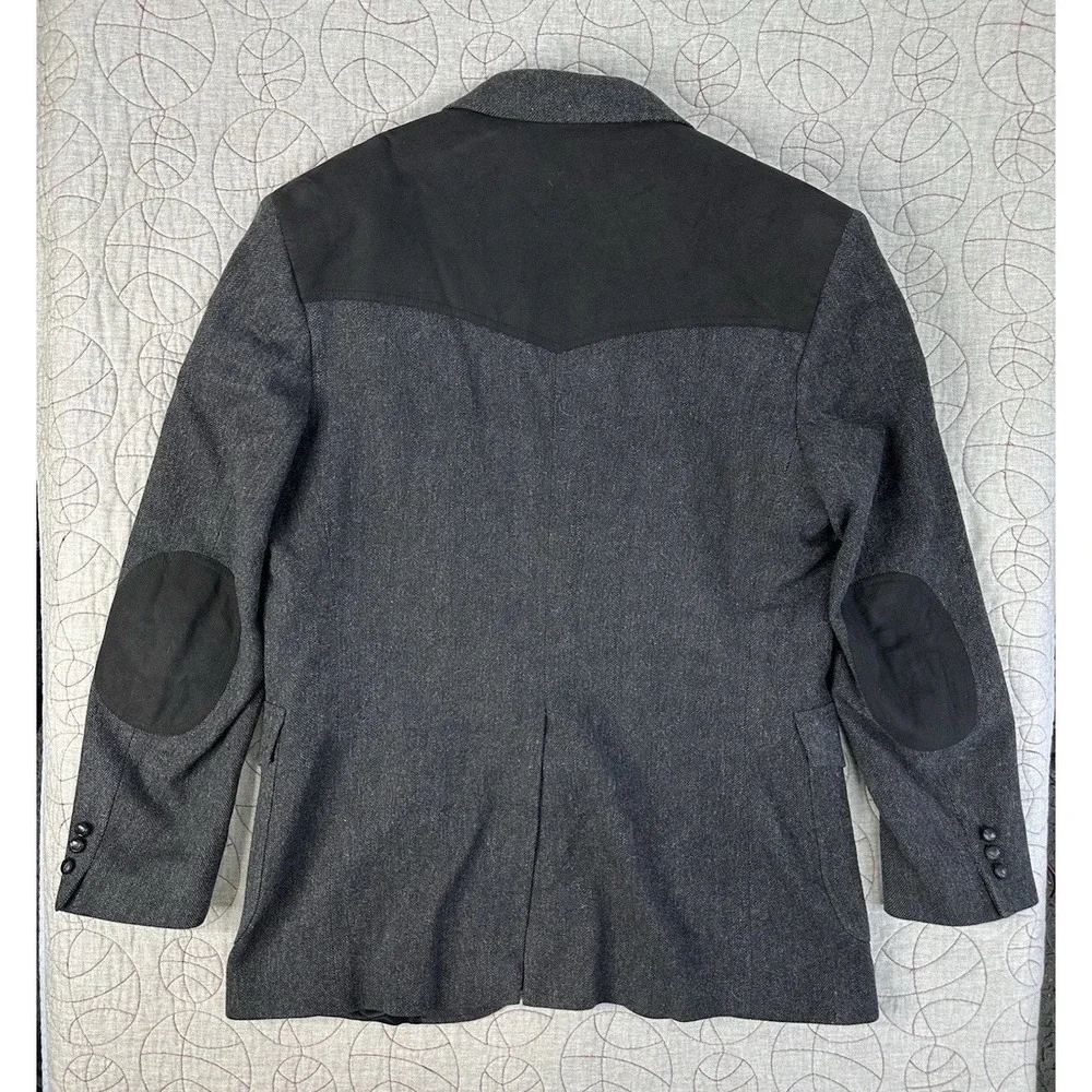 VTG Pendleton Western Suede Yoke Elbow Patches Wool Blazer Herringbone / 44 Long